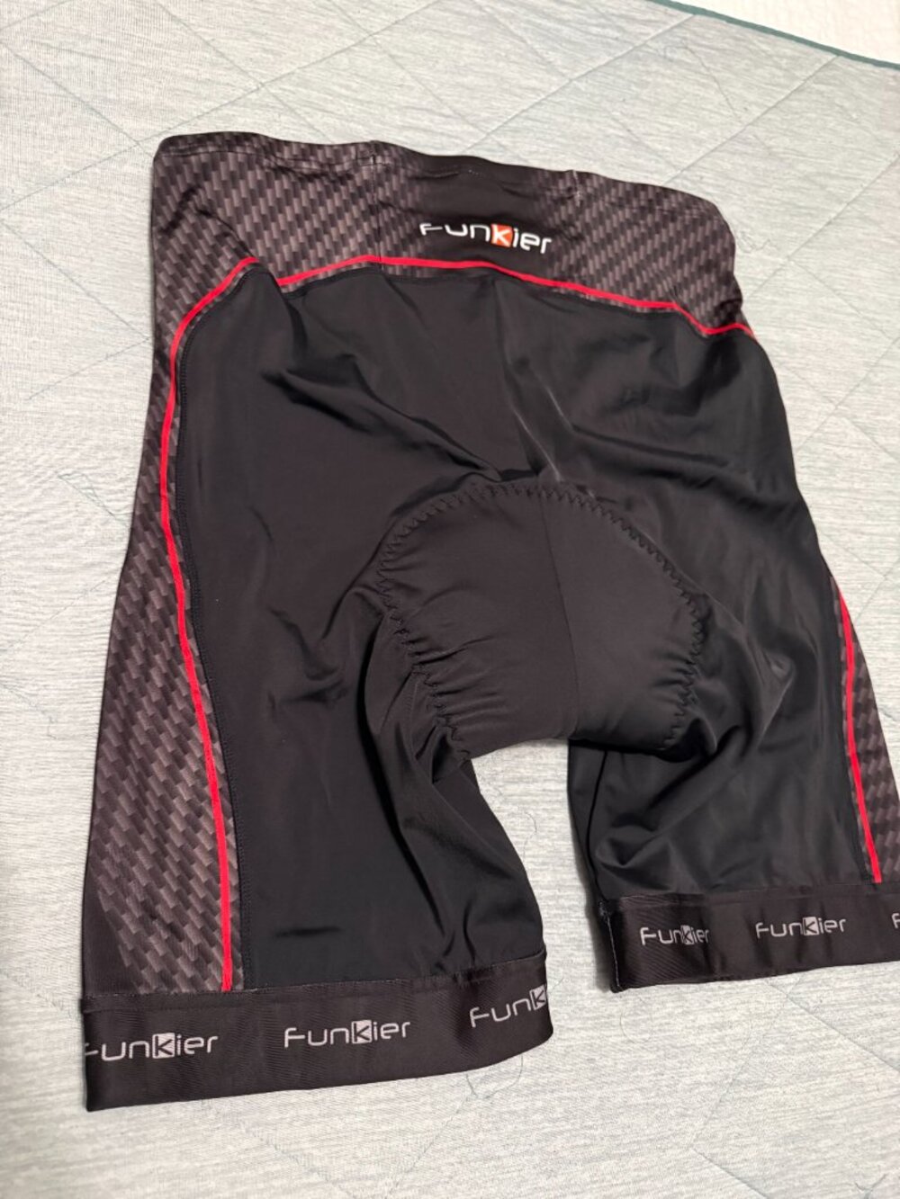 Mens Funkier Carbon-Design Padded Cycling Shorts S-2772-E8 pattern Black Red XL